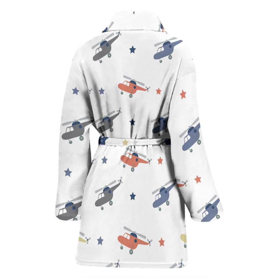 Cute Helicopter Star Pattern Women'S Bathrobe