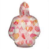 Hand Drawn Heart Design Pattern Zip Up Hoodie