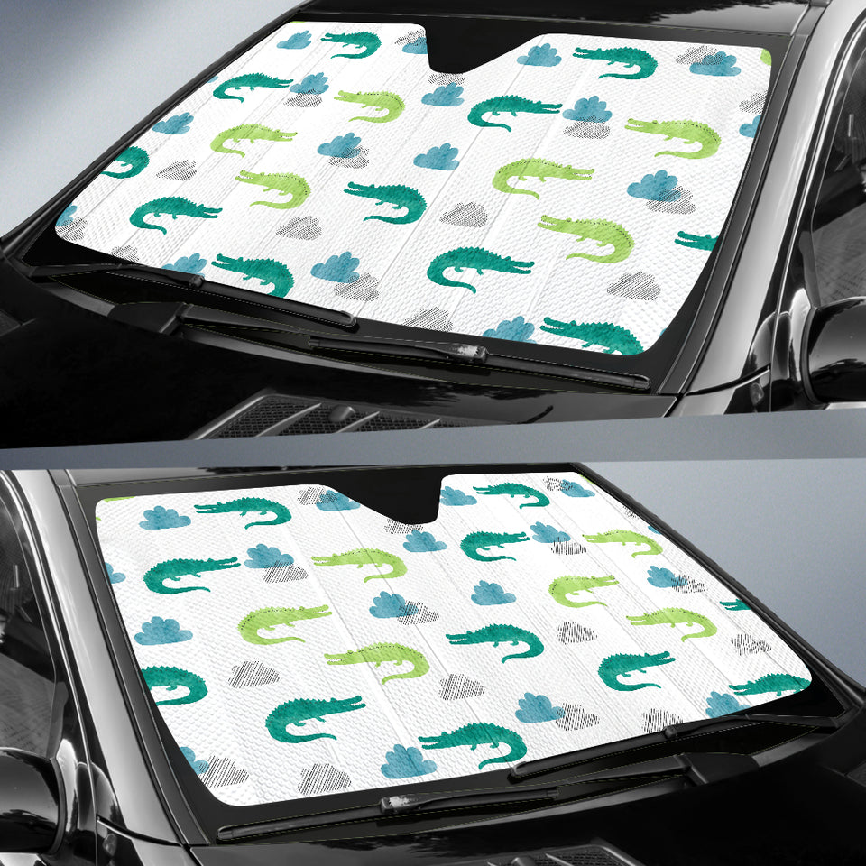 Watercolor Crocodile Pattern Car Sun Shade