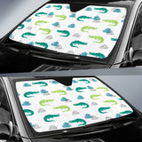 Watercolor Crocodile Pattern Car Sun Shade
