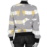 Cute Dachshund Dog Pattern Women'S Bomber Jacket