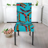 Boomerang Australian Aboriginal Ornament Blue Background Dining Chair Slipcover