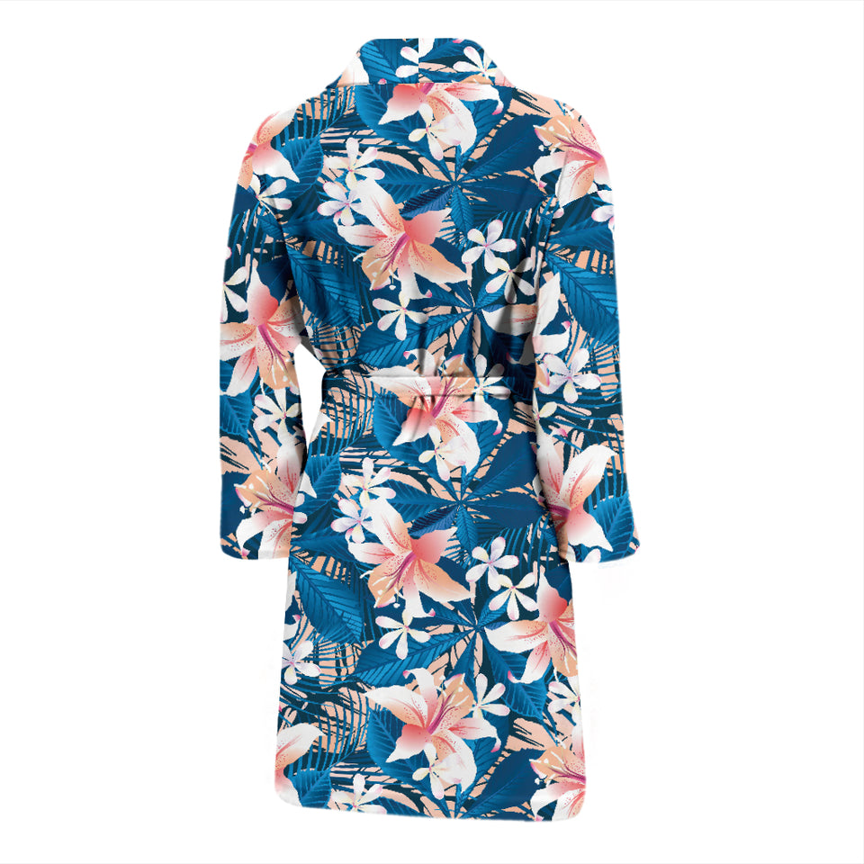 Hibiscus Pattern Print Design 02 Men's Bathrobe