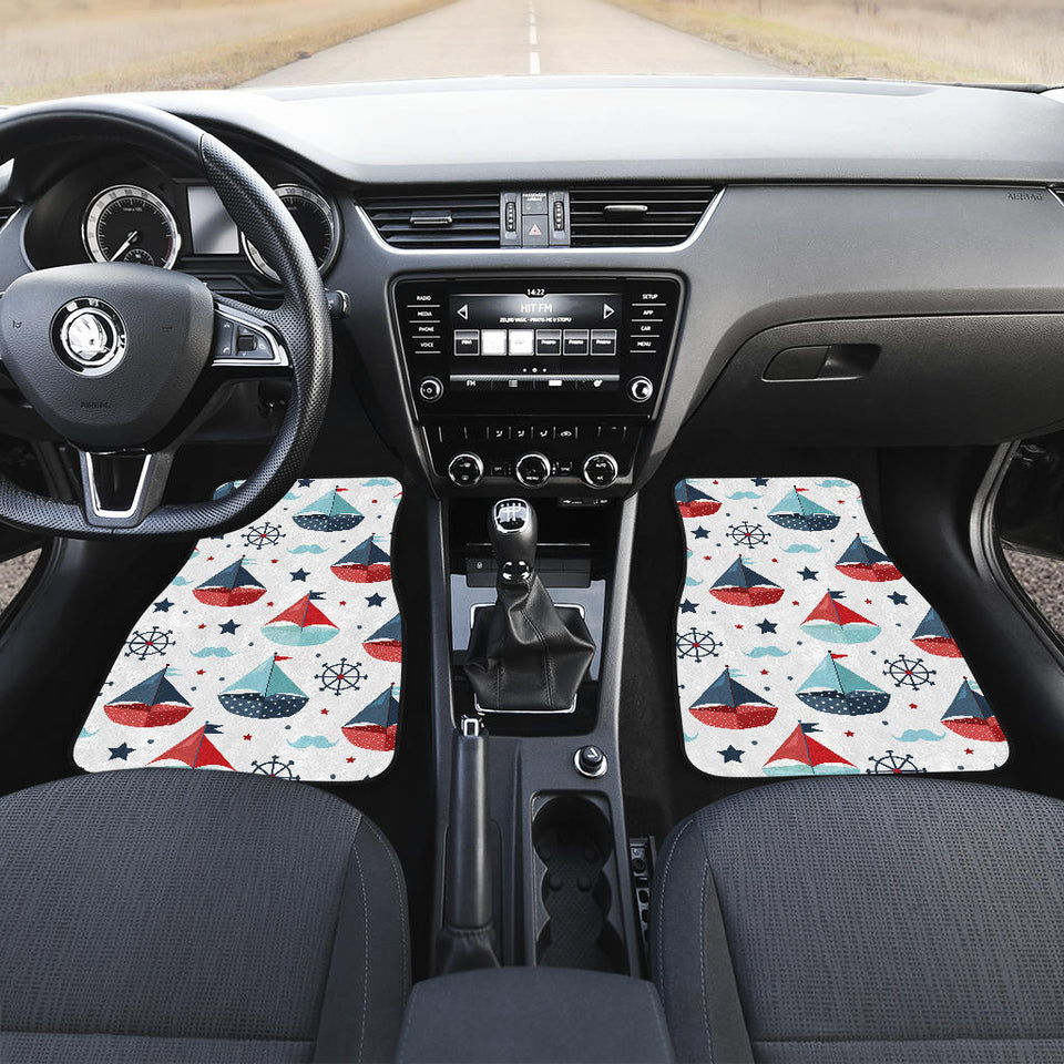 Cute Color Paper Sailboat Pattern Front And Back Car Mats