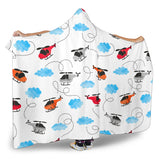Watercolor Helicopter Cloud Pattern Hooded Blanket