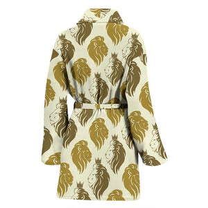 Lion Pattern Print Design 02 Women's Bathrobe