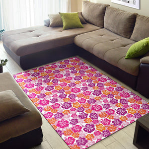 Hibiscus Pattern Print Design 01 Area Rug