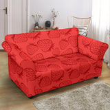 Strawberry Pattern Red Background Loveseat Couch Slipcover