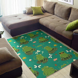 Cute Frog Dragonfly Design Pattern Area Rug