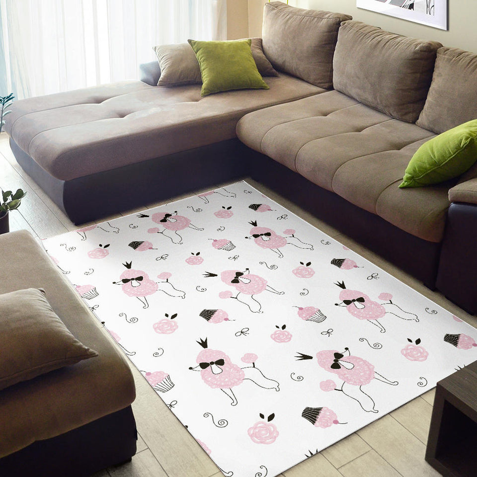 Poodle Dog Rose Cake Pattern Area Rug