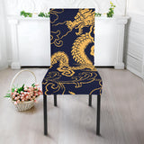 Gold Dragon Pattern Dining Chair Slipcover