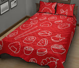 sushi pattern red background Quilt Bed Set