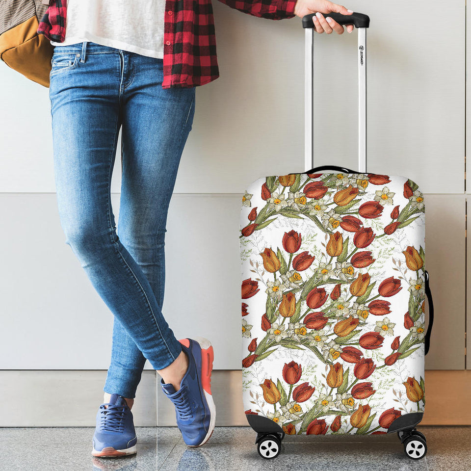 Red Tulips And Daffodils Pattern Cabin Suitcases Luggages