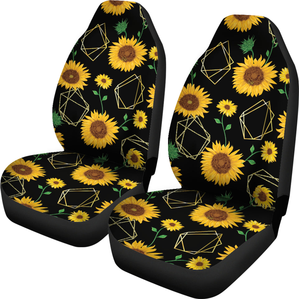 Sunflower Golden Polygonal Shapes  Universal Fit Car Seat Covers