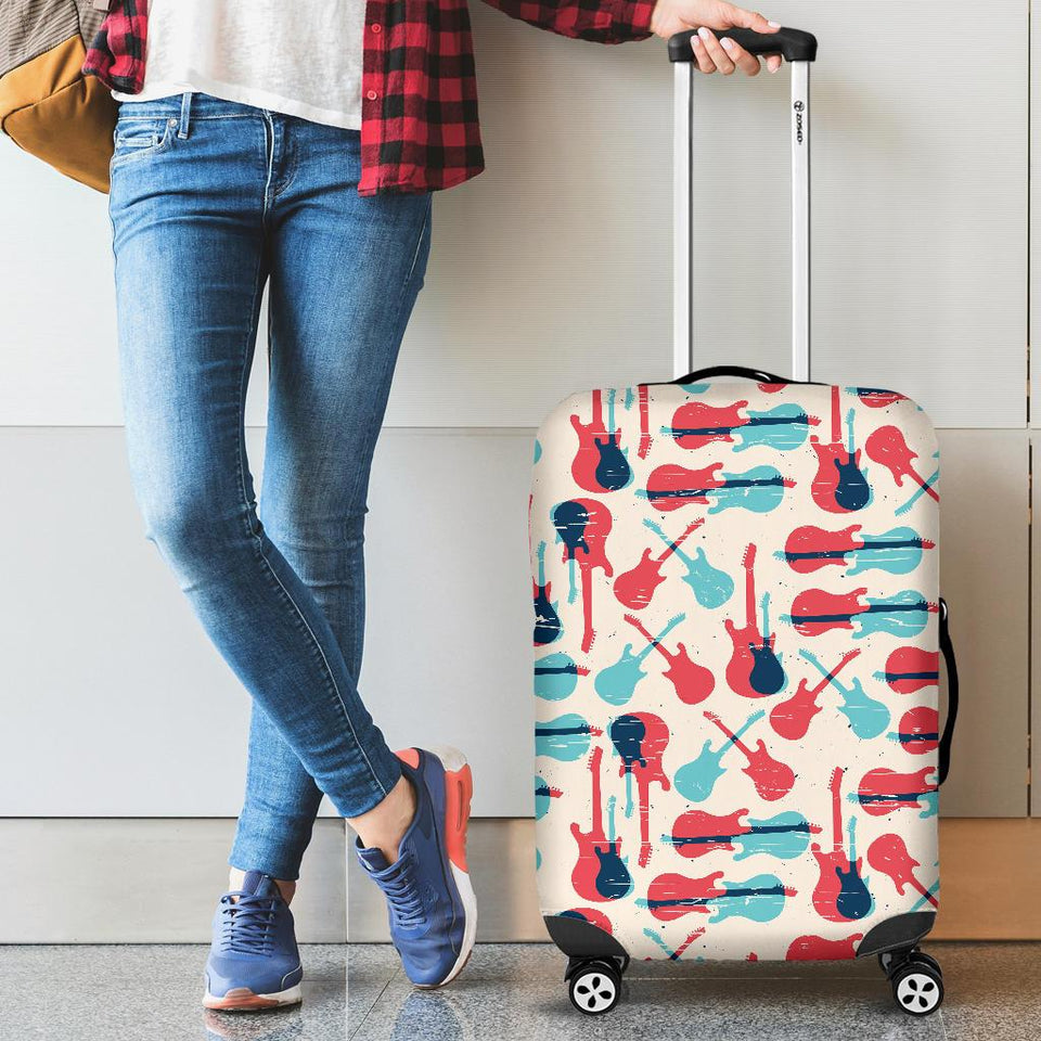 Red Blue Guitar Pattern Cabin Suitcases Luggages