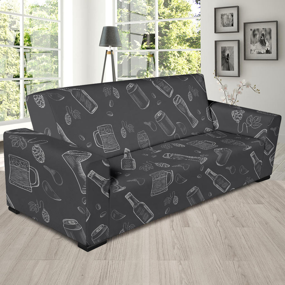 Beer Hand Drawn Pattern Sofa Slipcover