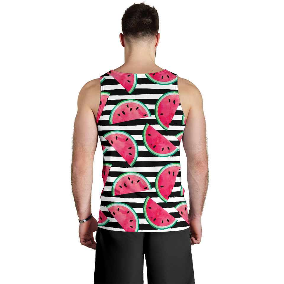 Watercolor paint textured watermelon pieces Men Tank Top