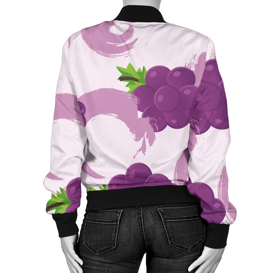 Cute Grape Pattern Women'S Bomber Jacket