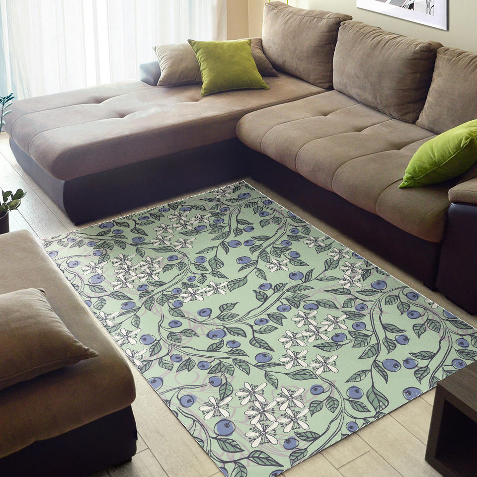 Hand Drawn Blueberry Pattern Area Rug