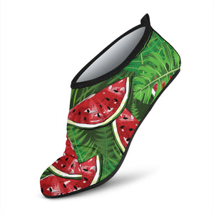 Watermelons Tropical Palm Leaves Pattern Background Aqua Shoes