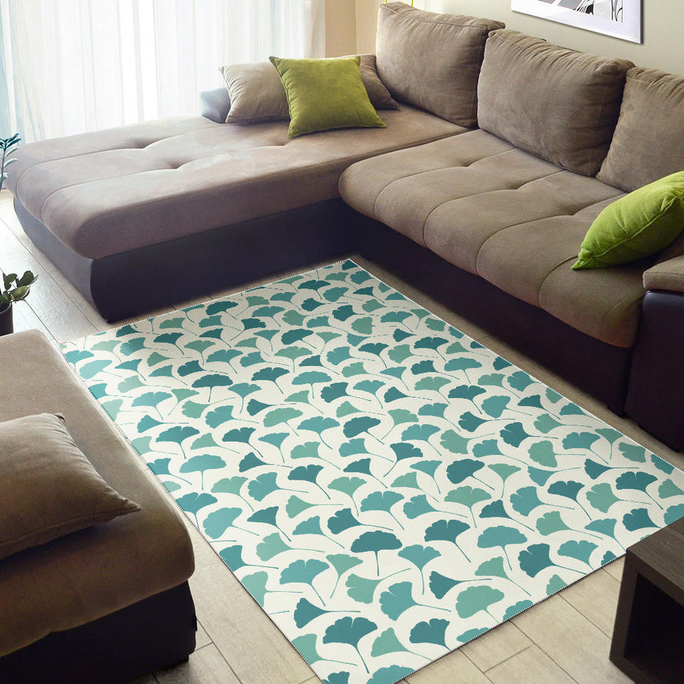 Green Ginkgo Leaves Pattern Area Rug