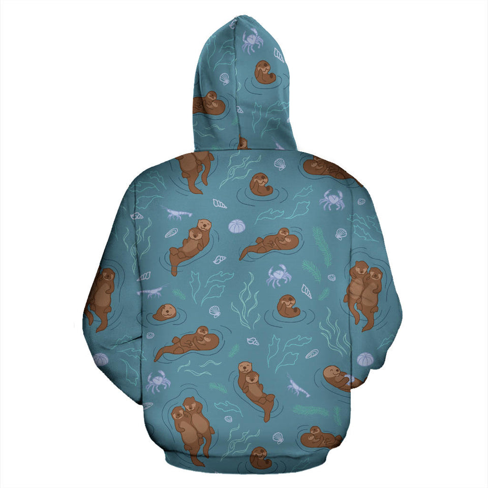 Sea Otters Pattern Men Women Pullover Hoodie
