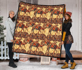 Camel Polynesian Tribal Design Pattern Premium Quilt