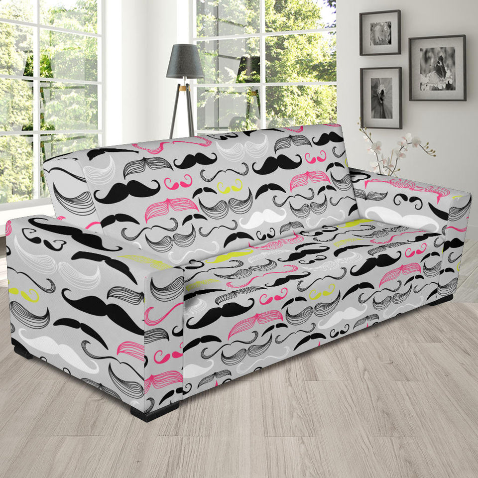 Mustache Beard Pattern Print Design 02 Sofa Slipcover