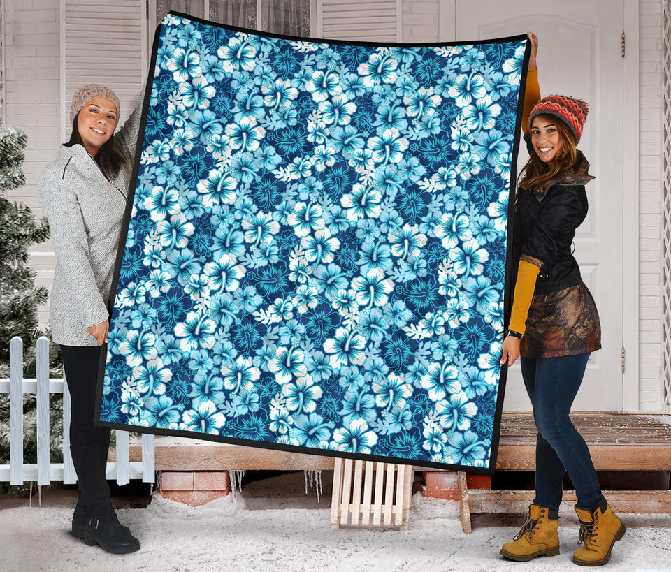 Hibiscus Pattern Print Design 03 Premium Quilt