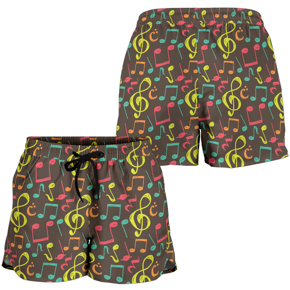 Music Notes Pattern Print Design 05 Women Shorts