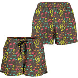 Music Notes Pattern Print Design 05 Women Shorts