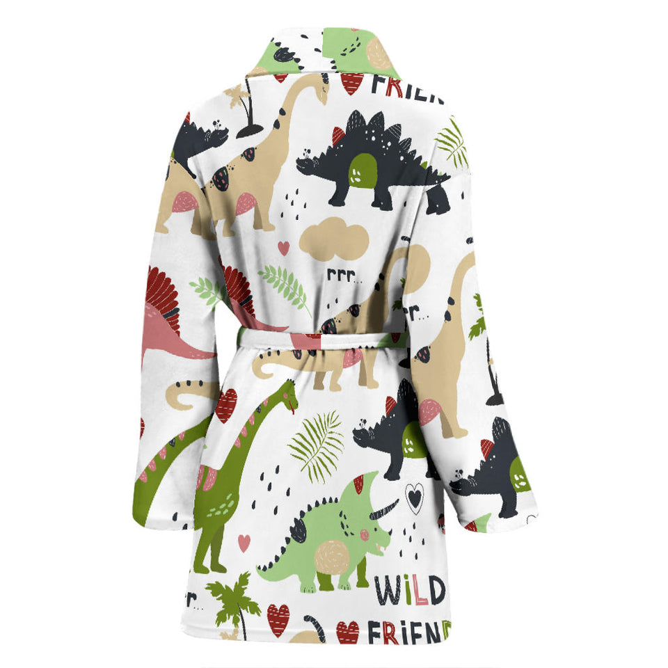 Cute Dinosaurs Pattern Women'S Bathrobe