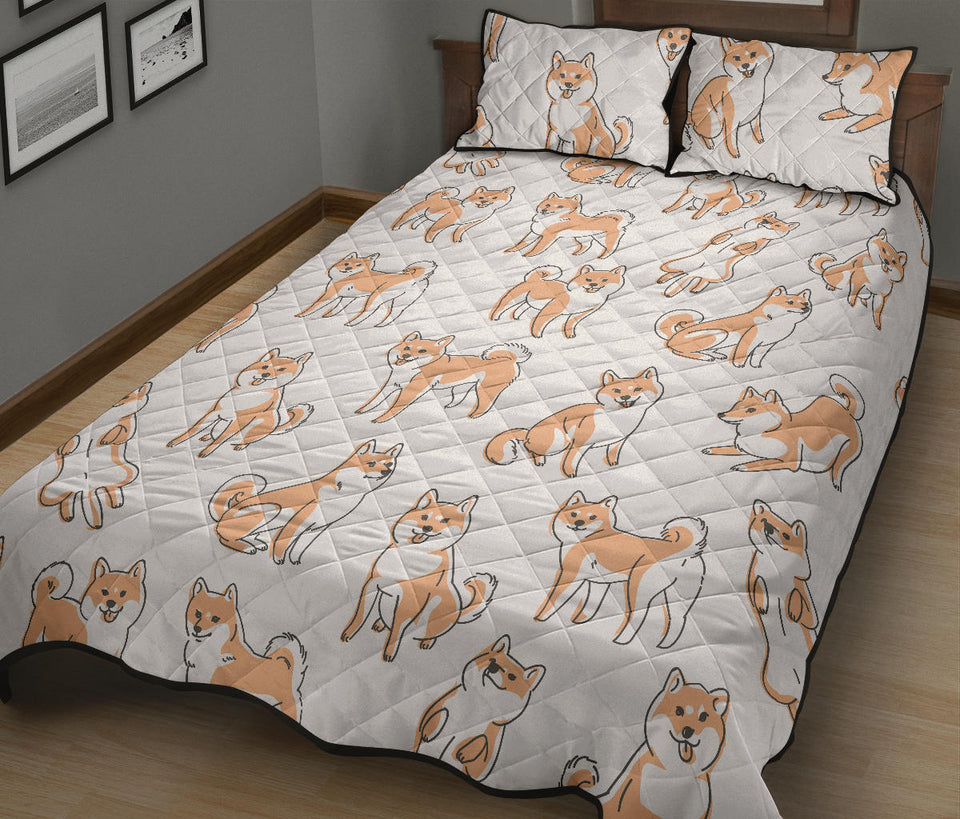 shiba inu dog pattern Quilt Bed Set