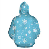 Snowflake Pattern Blue Background Zip Up Hoodie