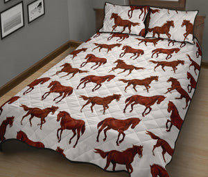 Horses running pattern background Quilt Bed Set
