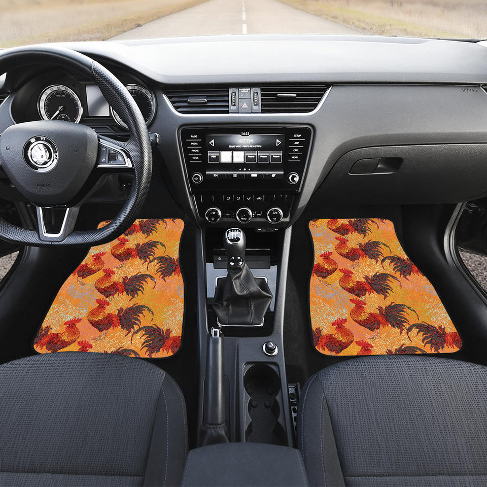 Red Rooster Chicken Cock Pattern Front And Back Car Mats