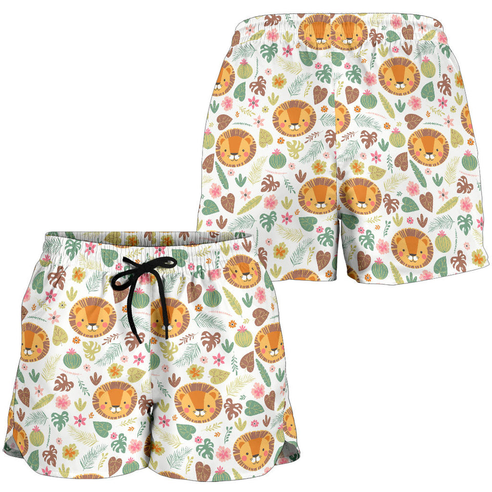 Lion Pattern Print Design 04 Women Shorts