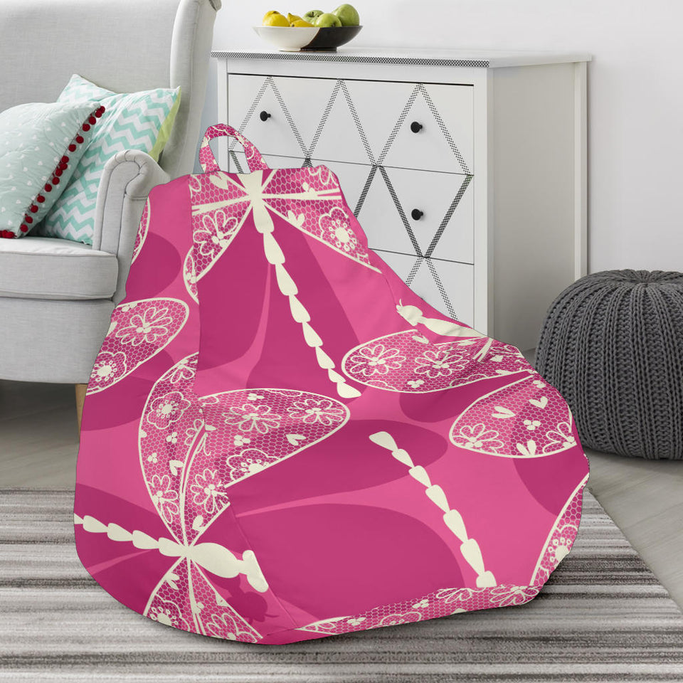 Beautiful Dragonfly Pink Background Bean Bag Cover