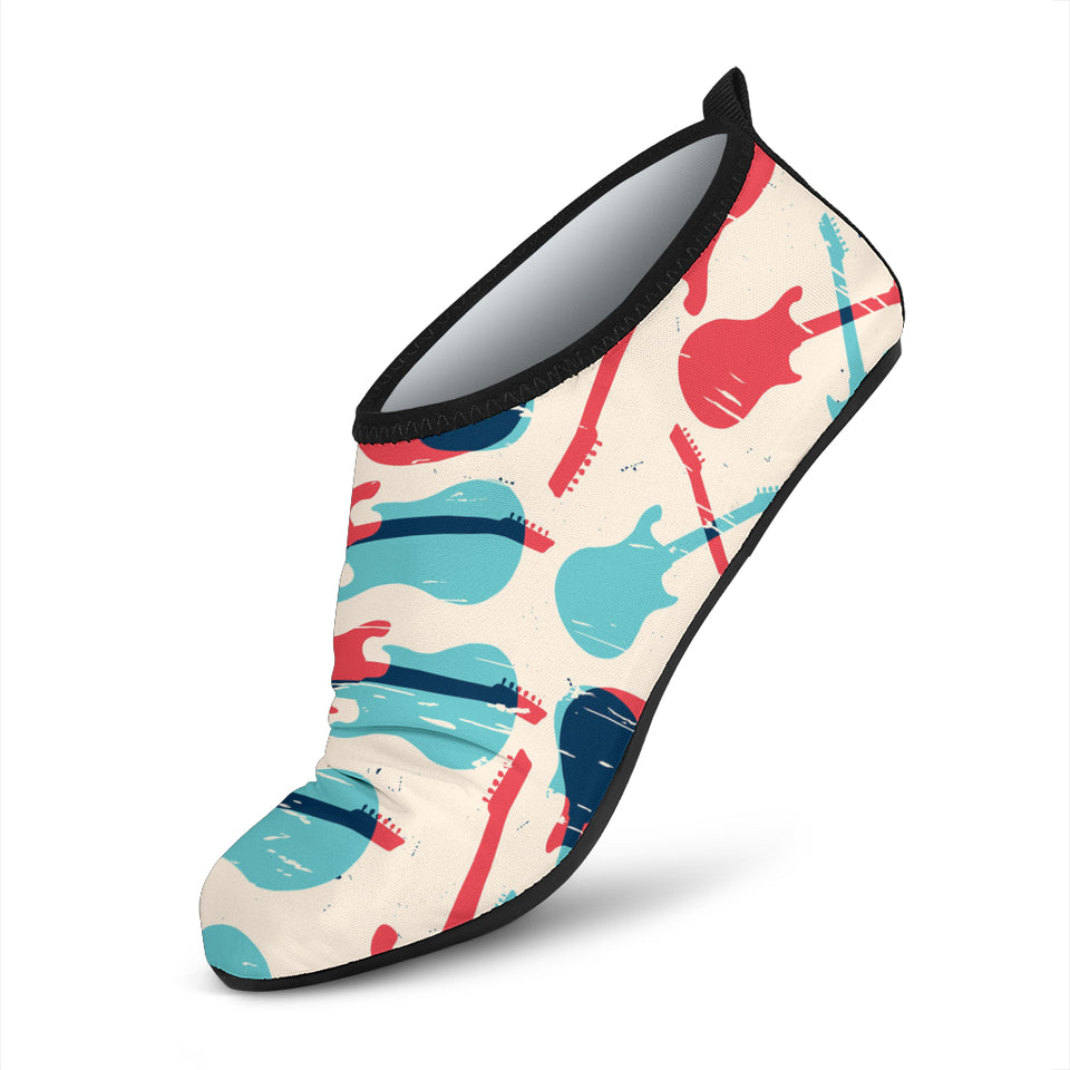 Red Blue Guitar Pattern Aqua Shoes