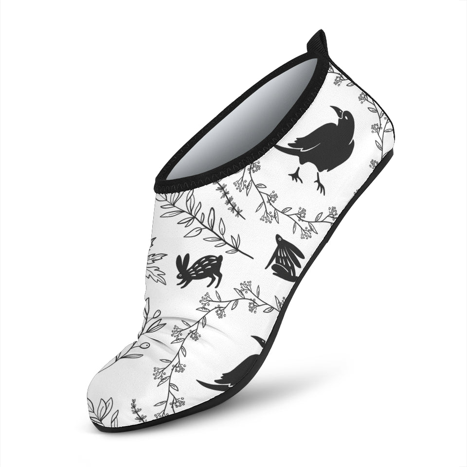 Crows Floral Wreath Rabbit Pattern Aqua Shoes