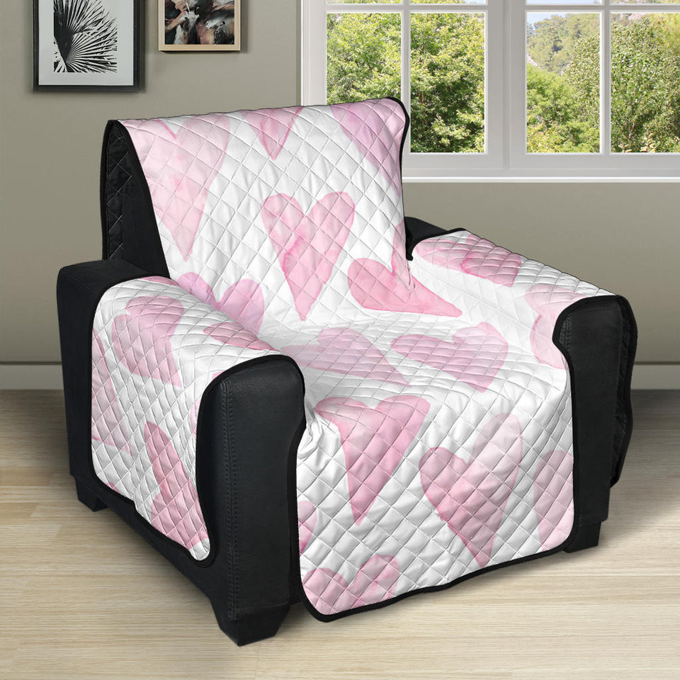 Watercolor pink heart pattern Recliner Cover Protector