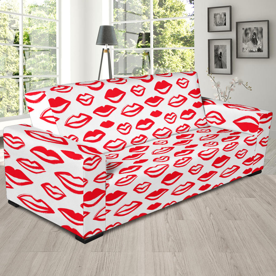 Lips Pattern Print Design 05 Sofa Slipcover