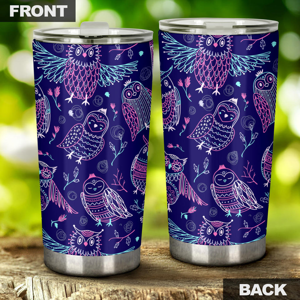 Cute Owls Pattern Boho Style Ornament Tumbler