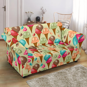Colorful Ice Cream Pattern Loveseat Couch Slipcover
