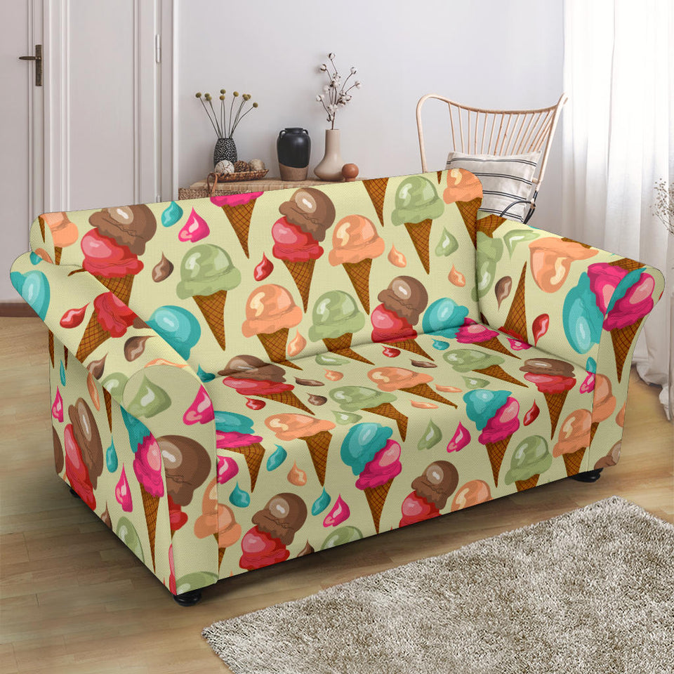 Colorful Ice Cream Pattern Loveseat Couch Slipcover