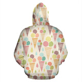 Ice Cream Cone Pattern Zip Up Hoodie