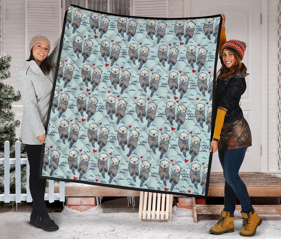 Lovely Sea Otter Pattern Premium Quilt