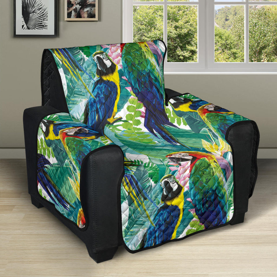 Colorful parrot exotic flower leaves Recliner Cover Protector