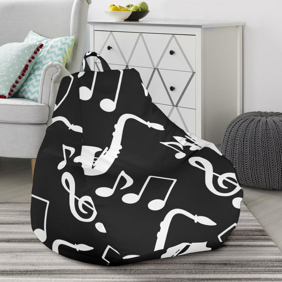 Saxophone Music Notes Treble Clef Black White Theme Bean Bag Cover