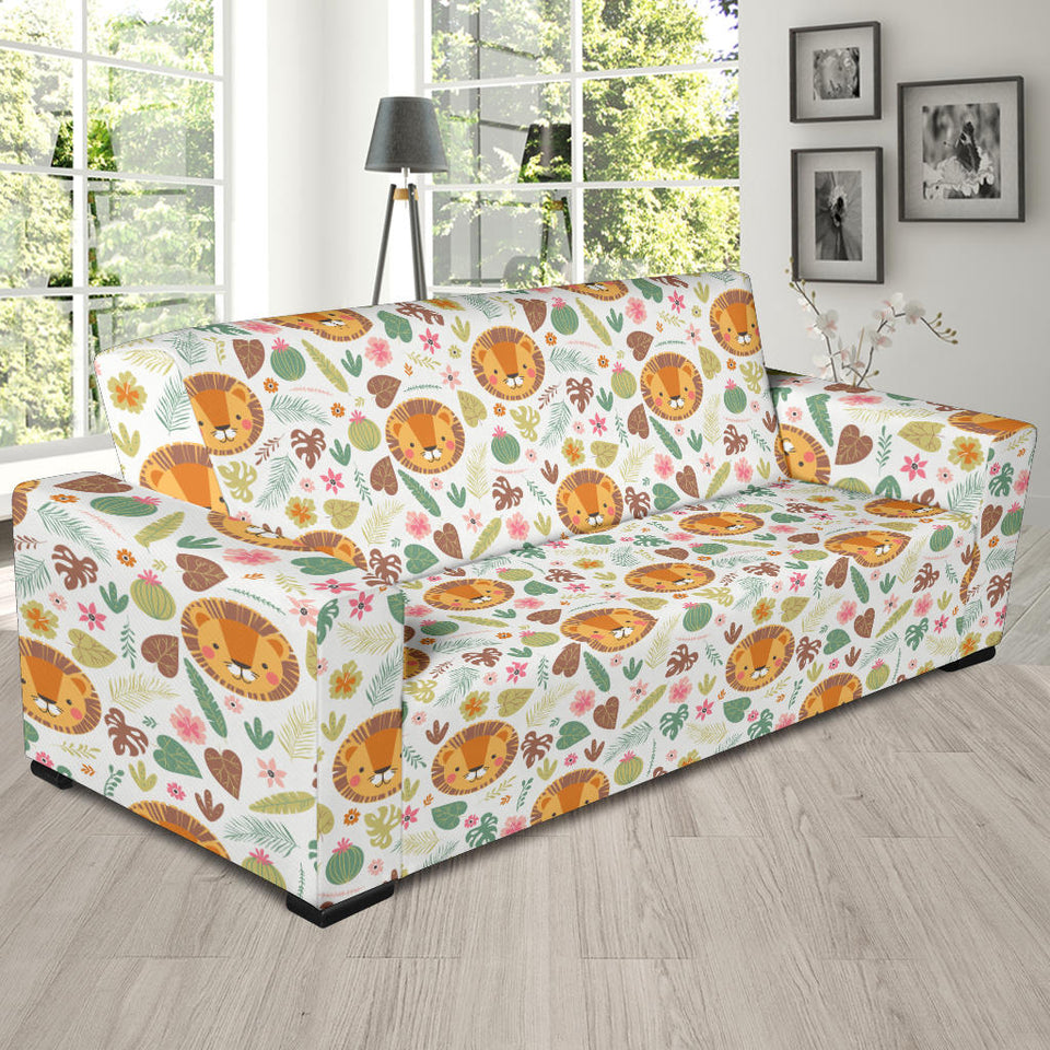 Lion Pattern Print Design 04 Sofa Slipcover